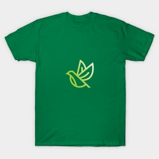 simple green bird leaf design T-Shirt